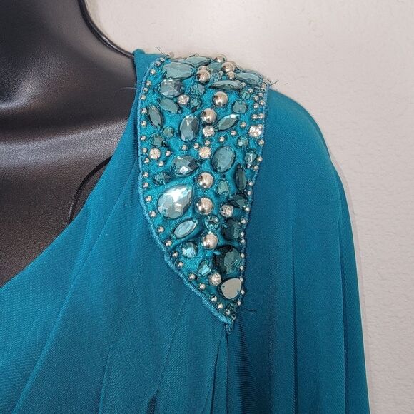 R&M Richards Woman Nwt One Shoulder Embellished Jersey Dress Size 16W - Picture 3 of 8